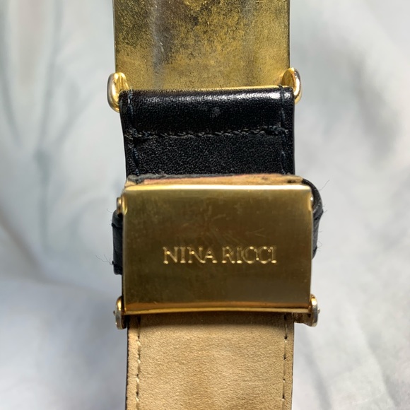 Retro NINA RICCI black leather belt medium unisex main image 7